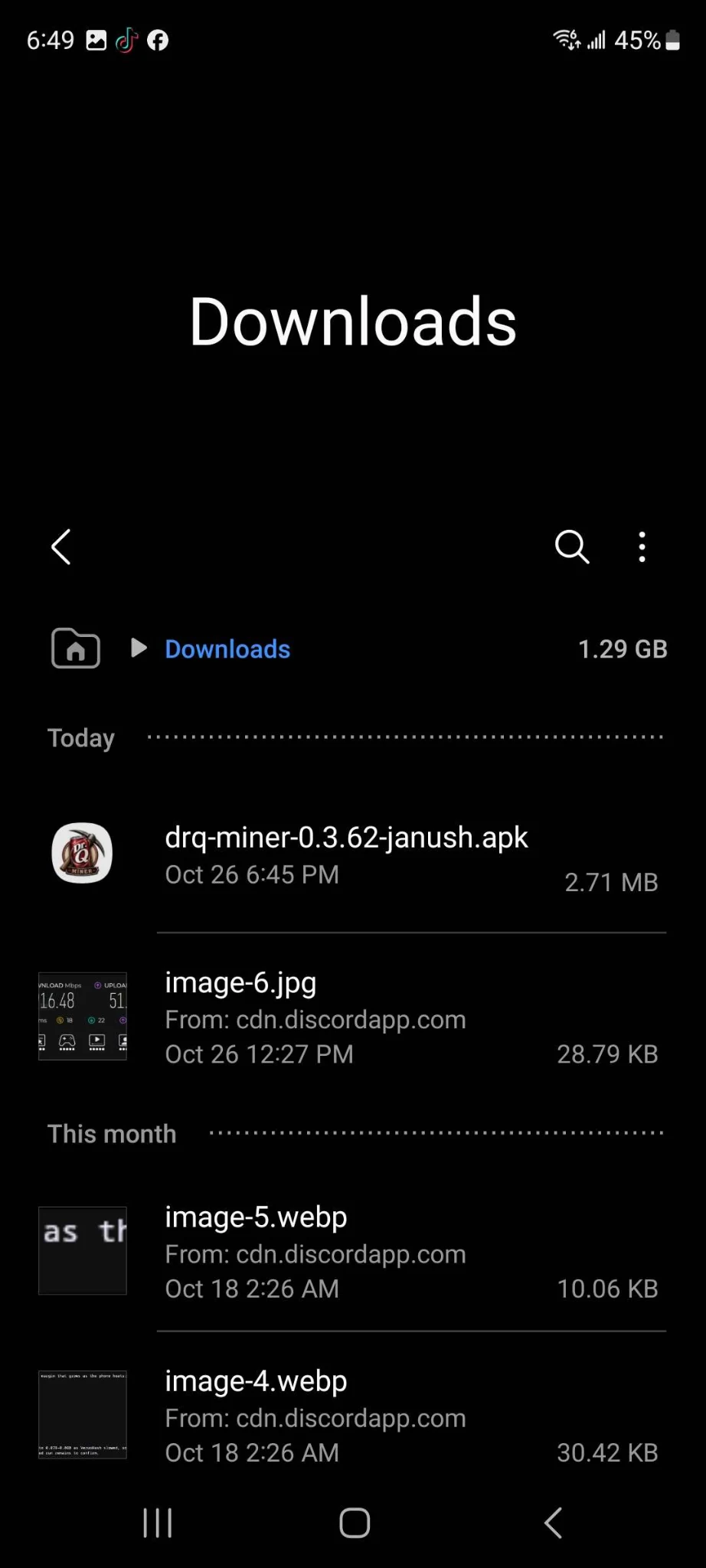 The downloaded APK in the Downloads folder